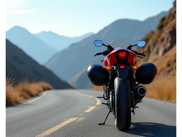 Aerodynamic tail bag on a sport bike, designed for speed.